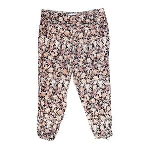 Anthropologie Plus Size Diandra Floral Jogger Pants 16W Zip Cuff Boho Festival